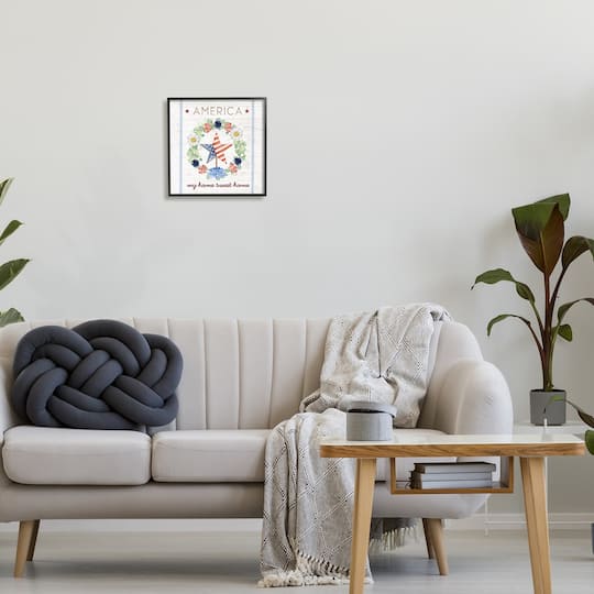 Stupell Industries America My Sweet Home Daisy Wreath Framed Giclee Art